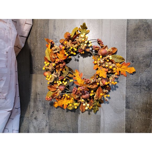 Fall Autumn wreath acorn leaf leaves Thanksgiving decor - Picture 1 of 4
